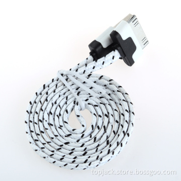 Nylon Housing USB Male to Apple 30 Pin Male Data Sync & Charging Flat Cable for iPhone 4S